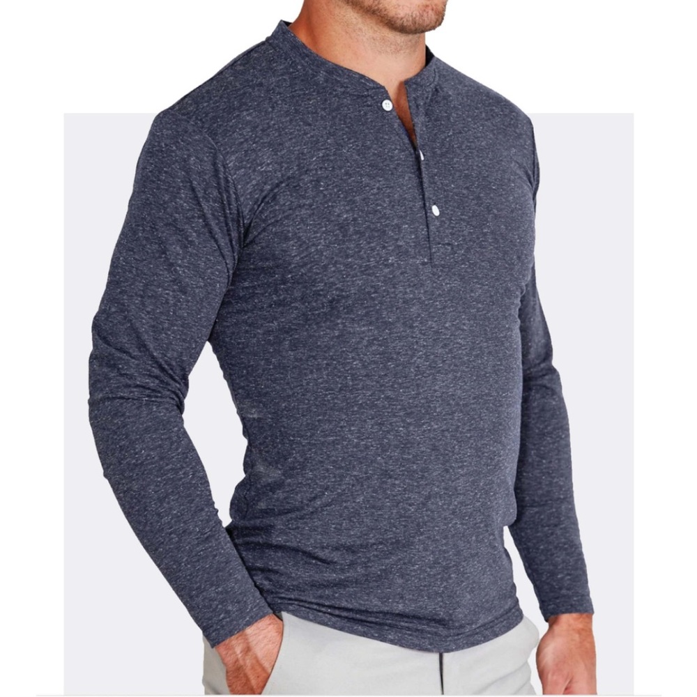 State & Liberty Heathered Navy Athletic Fit Henley